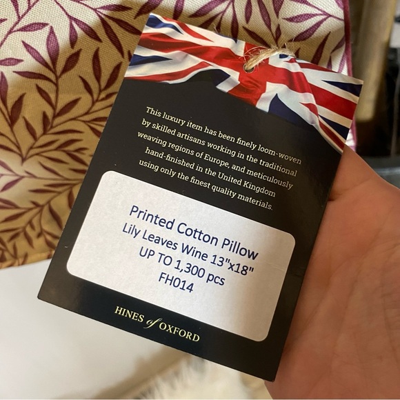 NWT Hines of Oxford Tapestry Lily Leaves Wine Pillow Cover England Loom-Woven - Picture 4 of 10